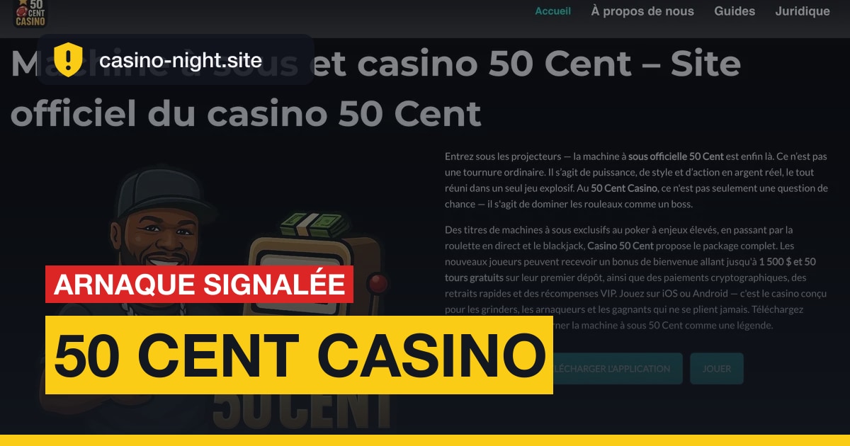 Un faux casino en ligne au nom de 50 Cent, signalé comme une arnaque