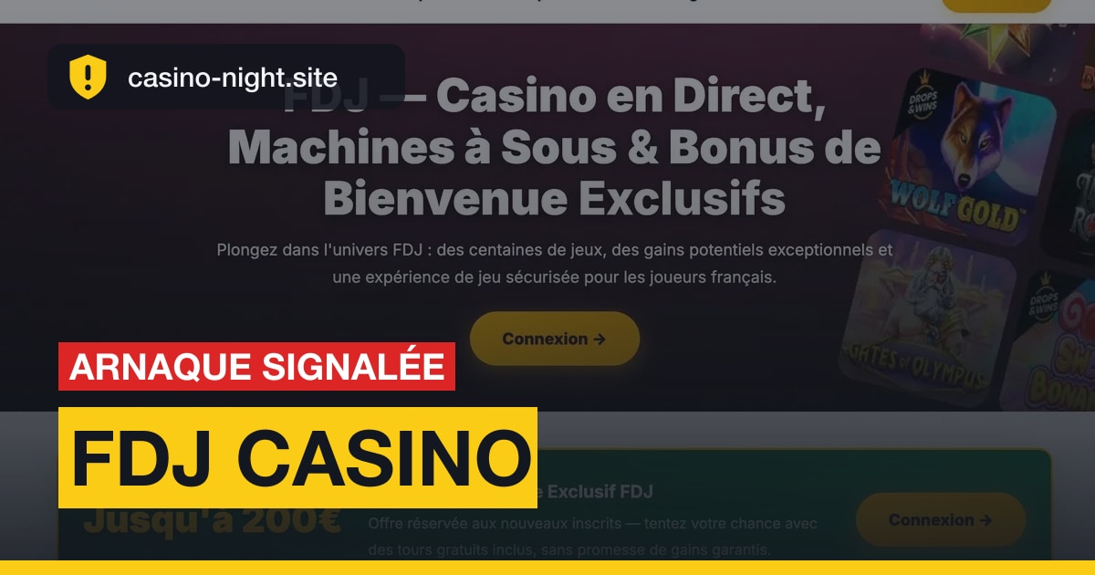 Le faux site FDJ Casino en-fdj.com qui rabat vers 1xBet.